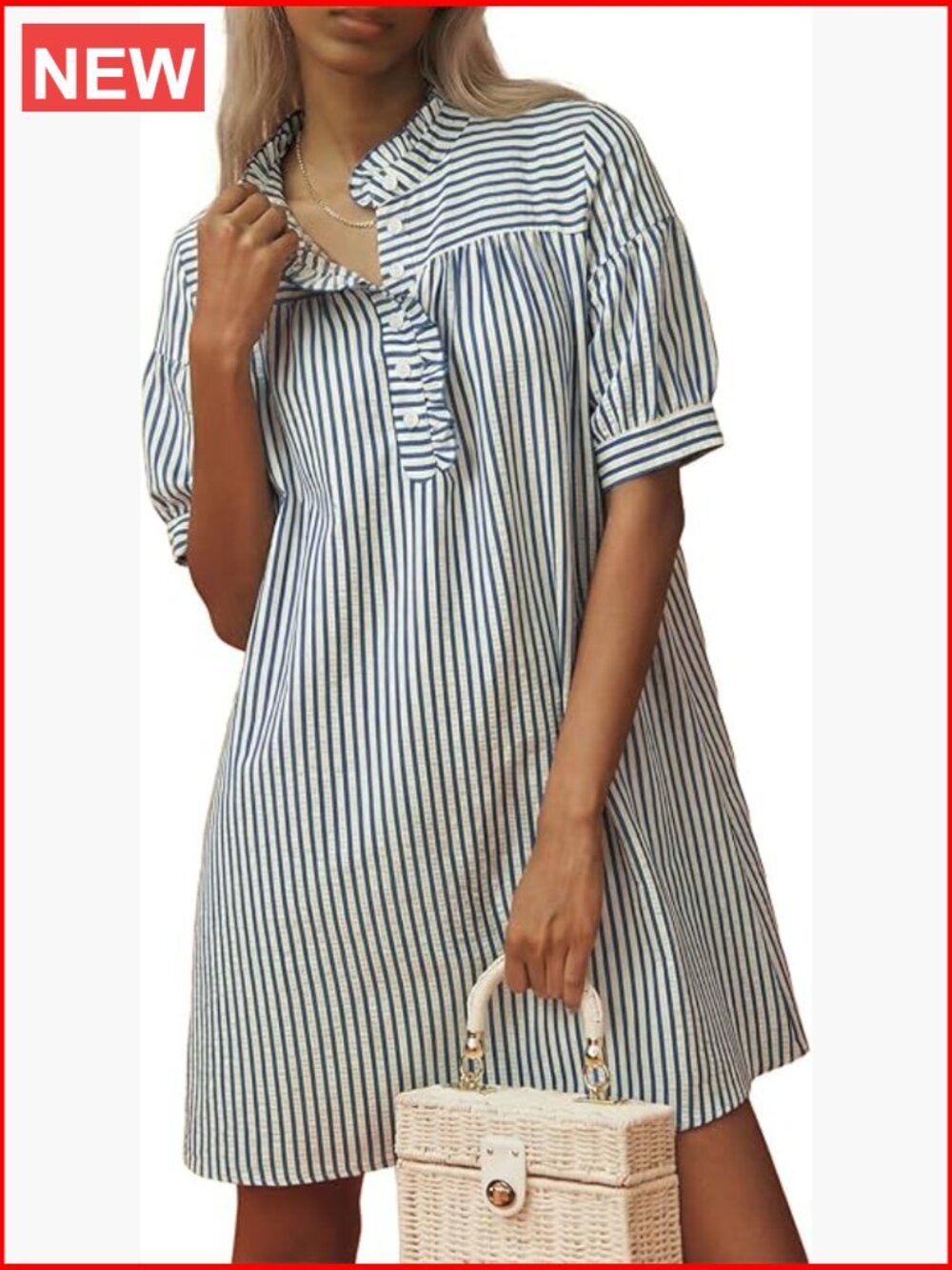 Striped Navy and White Short Sleeve Dress